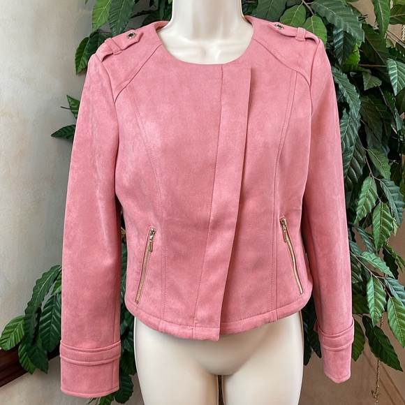 WHBM FAUX SUEDE MOTO JACKET - Picture 6 of 13